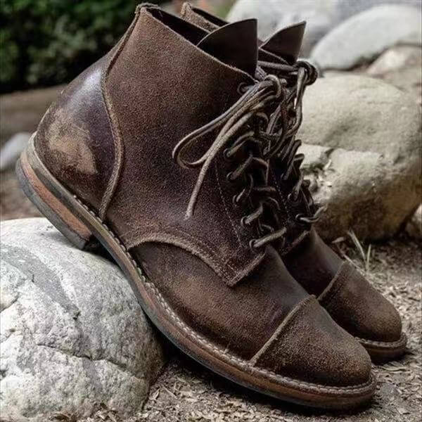 Bottes en cuir pour homme style décontracté et élégant – Chaussures montantes robustes