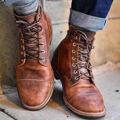 Bottes en cuir pour homme style décontracté et élégant – Chaussures montantes robustes