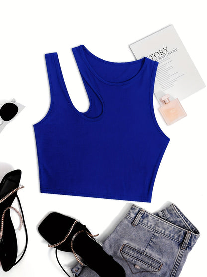 Women's trendy asymmetrical style tank top for summer - cropped fit, sexy and modern look