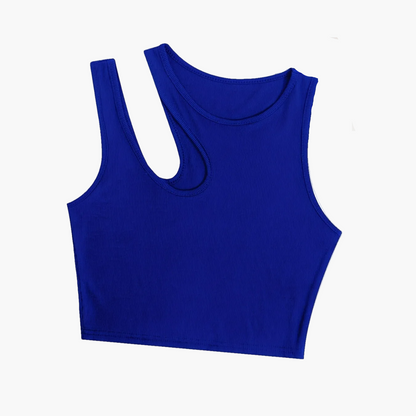Women's trendy asymmetrical style tank top for summer - cropped fit, sexy and modern look
