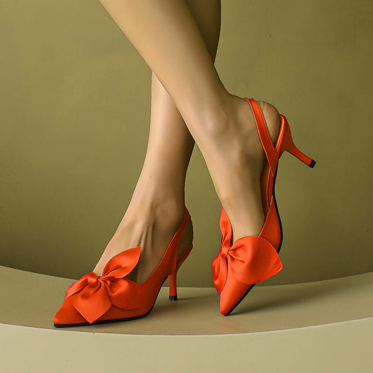 Slingback pumps met hoge hak voor dames met elegante strik – Avondkledingstijl