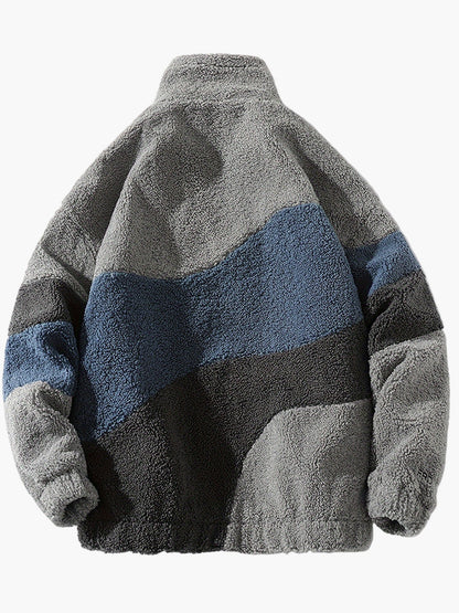Veste polaire homme style universitaire à col montant et fermeture zippée pour look décontracté