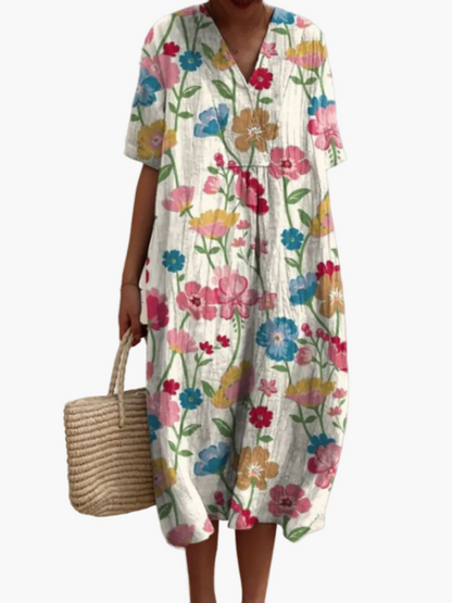 Casual summer dress for women, loose fit, bohemian floral style