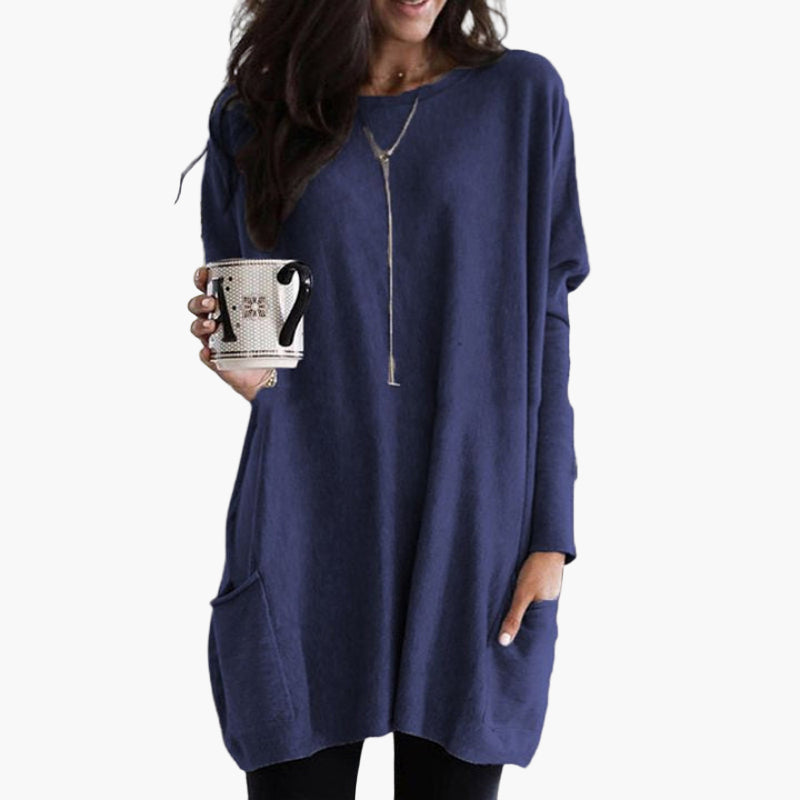 Robe pull longue décontractée pour femme – style ample et confortable, idéal pour l’automne et l’hiver