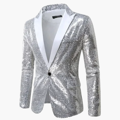 Veste de soirée homme style smoking, motif géométrique brillant, idéale pour fêtes et événements élégants