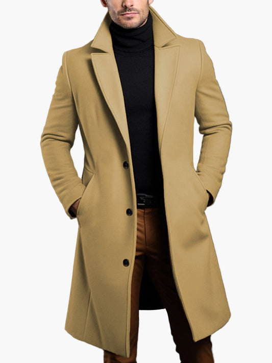 Manteau Long Style Classique Homme Élégant pour Automne et Printemps