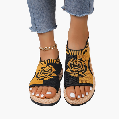 Dames casual sandalen met bloemenpatroon voor de zomer, bohemien chique stijl, dagelijks comfort