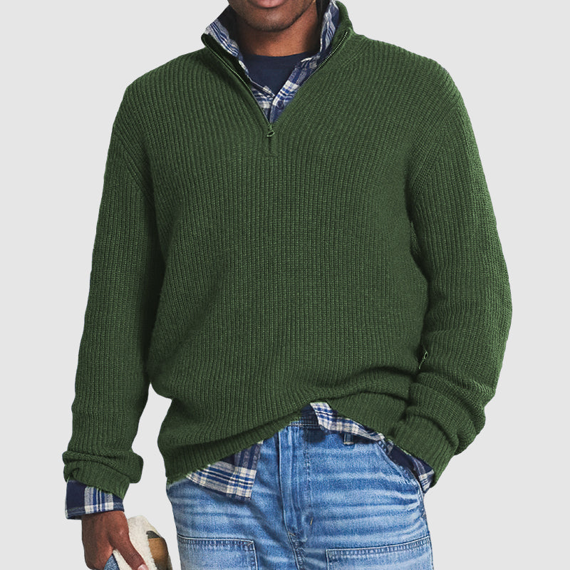 Pull zippé homme style business casual pour automne et hiver