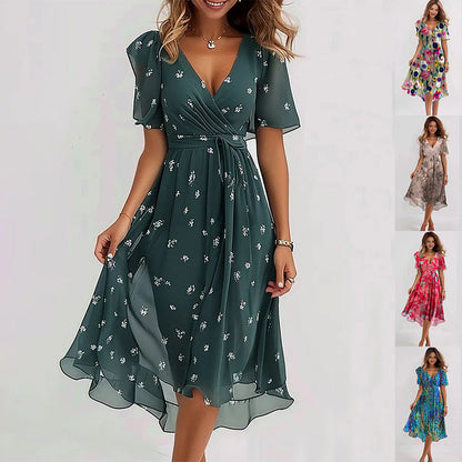 Juliet – Robe Élégante en Chiffon à Manches Courtes