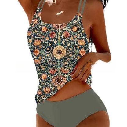 Tankini Femme Style Bohème Rétro – Maillot de Bain Deux Pièces Confortable pour Plage et Piscine