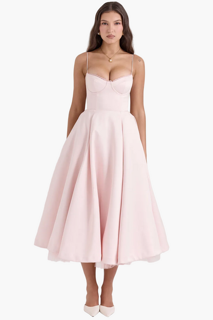 Elegante avondjurk voor dames prinsessenstijl bustier uitlopende midi rok