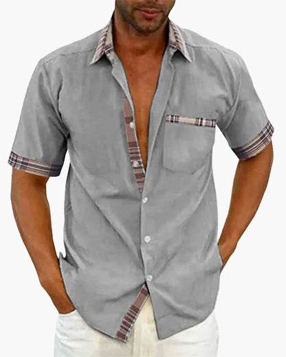 Chemise à manches courtes pour homme style décontracté chic avec détails contrastants - idéale pour toutes occasions