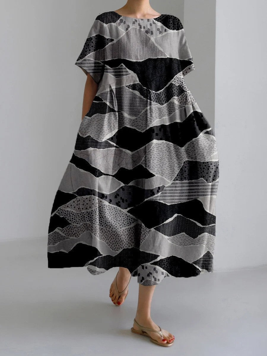 Robe longue décontractée femme style artistique bohème à motif floral – idéale été, vacances, ville