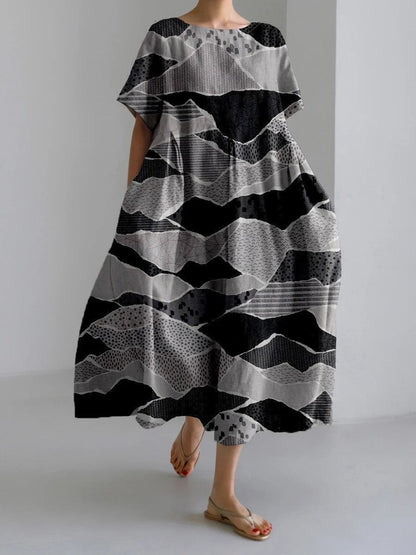Robe longue décontractée femme style artistique bohème à motif floral – idéale été, vacances, ville