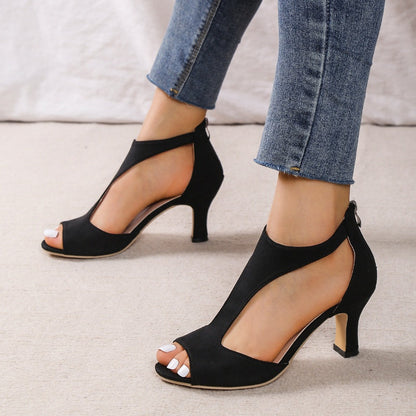 Claire – Sandales à Talons Hauts avec Fermeture Éclair et Bout Ouvert