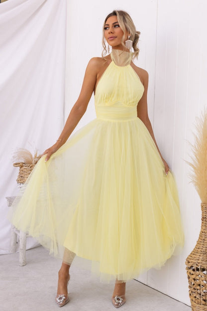 Kathleen – Robe Décontractée à Col Montant en Tulle