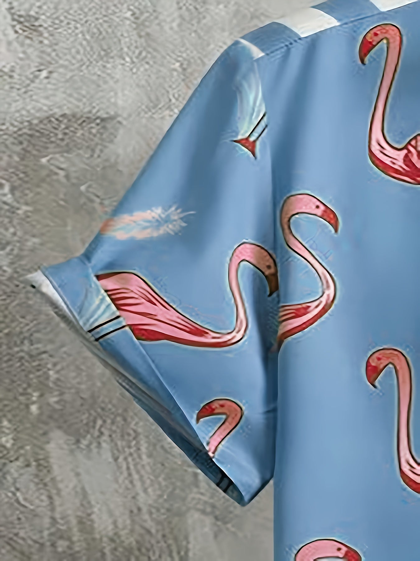 Ensemble décontracté homme style vacances, motif flamants roses et rayures, idéal été et loisirs