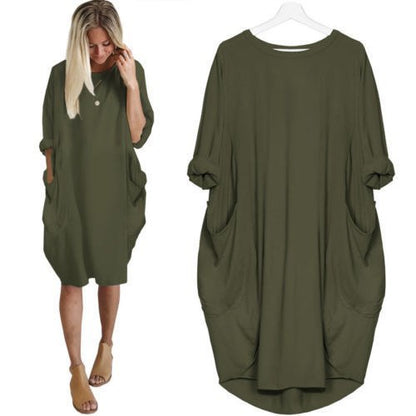 Emma – Robe Longue Évasée à Col Rond