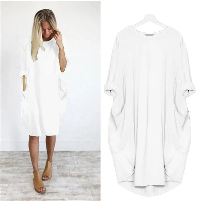 Emma – Robe Longue Évasée à Col Rond