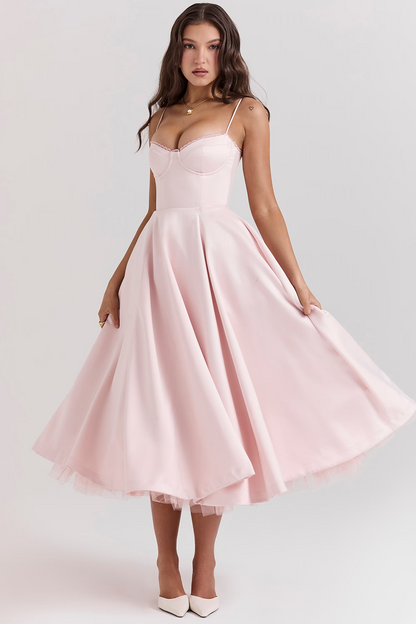 Elegante avondjurk voor dames prinsessenstijl bustier uitlopende midi rok