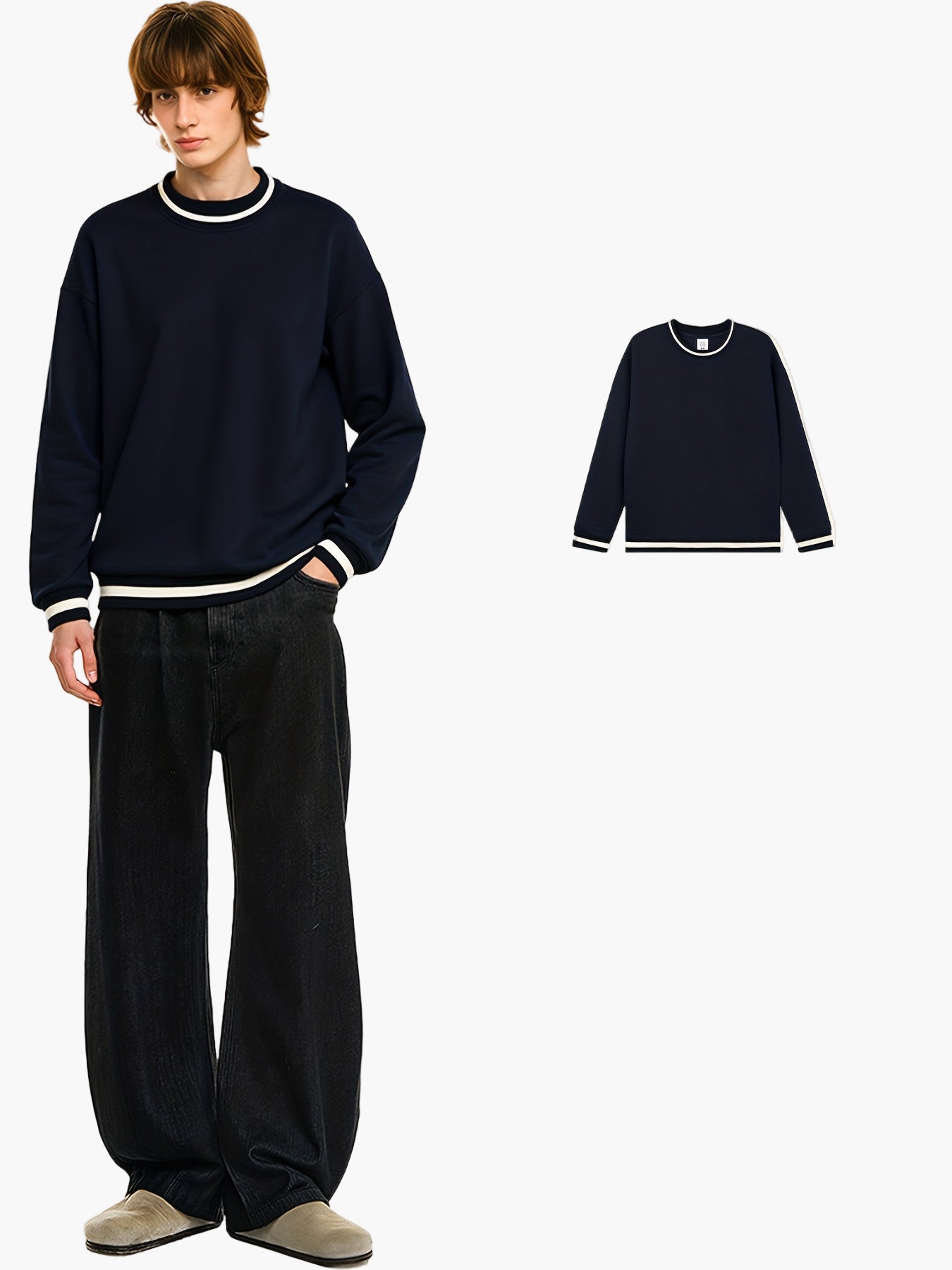 Pull à col rond homme style casual pour sorties nocturnes