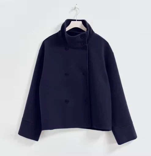 Manteau court à double boutonnage style élégant pour femme - Veste moderne mi-saison