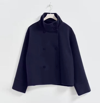 Manteau court à double boutonnage style élégant pour femme - Veste moderne mi-saison