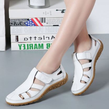 Sarah – Chaussures décontractées en cuir végan à velcro à semelle souple et rétro