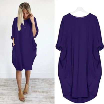 Emma – Robe Longue Évasée à Col Rond