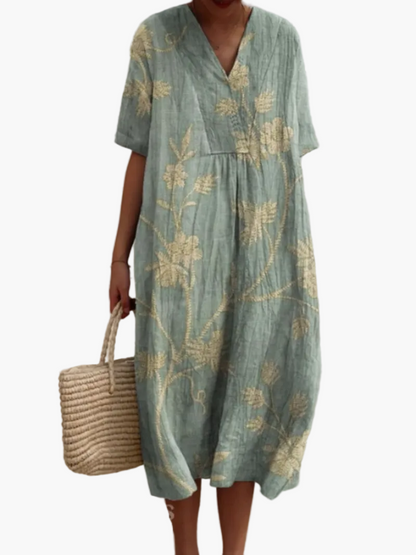 Casual summer dress for women, loose fit, bohemian floral style