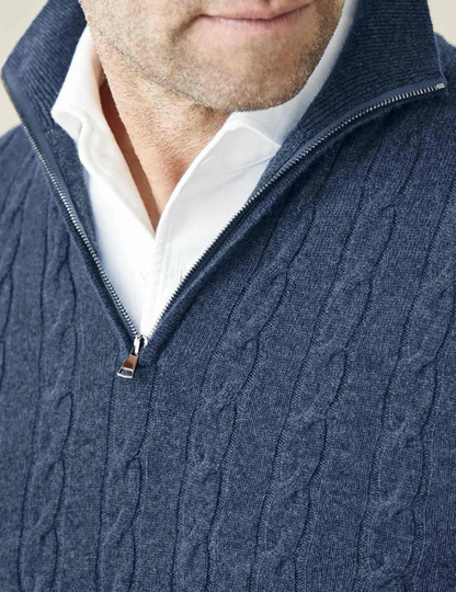 Pull zippé torsadé homme élégant style décontracté et professionnel