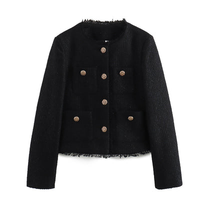 Jessie – Manteau Court en Laine à Manches Longues
