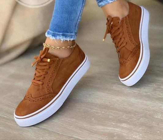 Esme – Chaussures en Viscose Femme Couleur Unie Marron Bout Rond