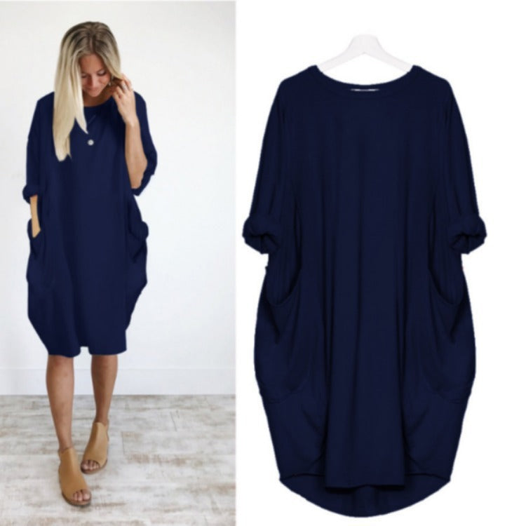 Emma – Robe Longue Évasée à Col Rond