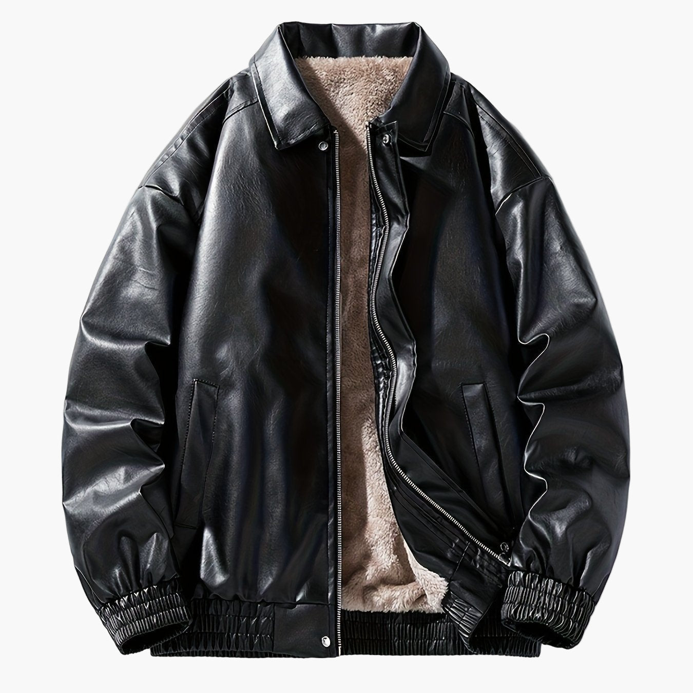 Blouson style bomber décontracté pour homme, coupe ample, fermeture zippée, col à revers