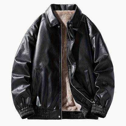 Blouson style bomber décontracté pour homme, coupe ample, fermeture zippée, col à revers