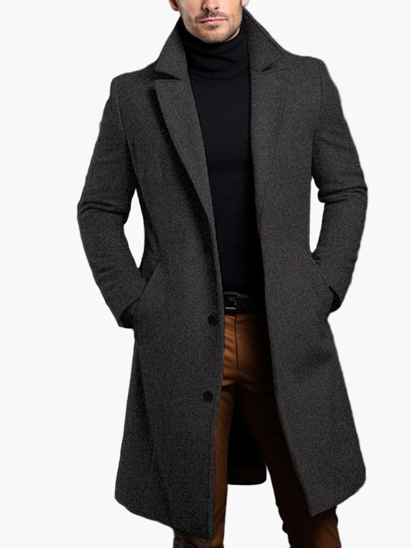 Manteau Long Style Classique Homme Élégant pour Automne et Printemps