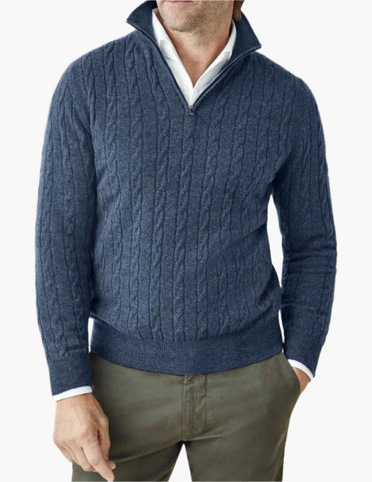 Pull zippé torsadé homme élégant style décontracté et professionnel