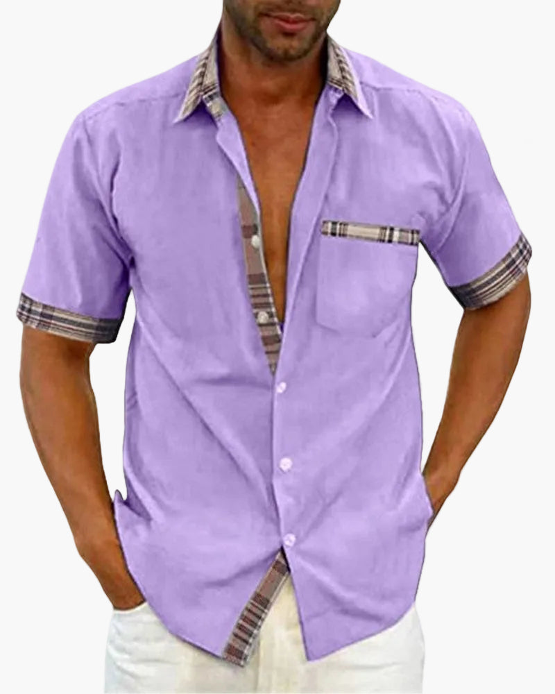 Chemise à manches courtes pour homme style décontracté chic avec détails contrastants - idéale pour toutes occasions
