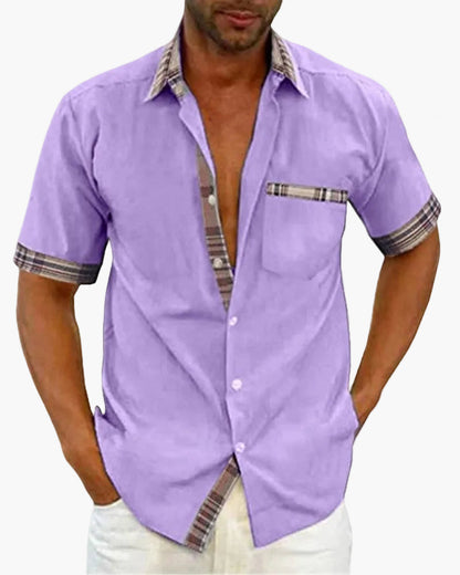 Chemise à manches courtes pour homme style décontracté chic avec détails contrastants - idéale pour toutes occasions