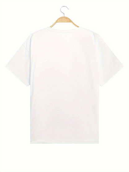 T-shirt damski w stylu wakacyjnym z motywem serc w odcieniach - luźny krój, okrągły dekolt