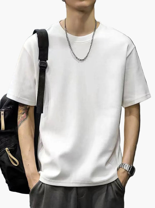 T-shirt basica stile casual da uomo - Taglio dritto, maniche corte, ideale per tutti i giorni