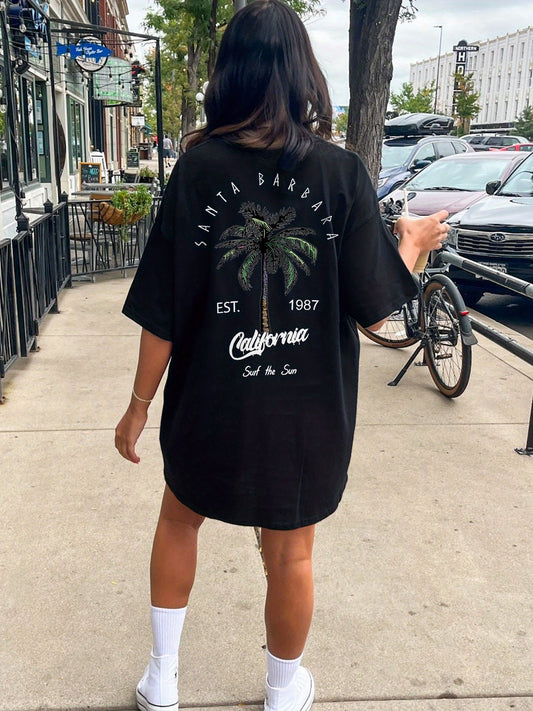 T-shirt oversize femme style californien Santa Barbara casual été
