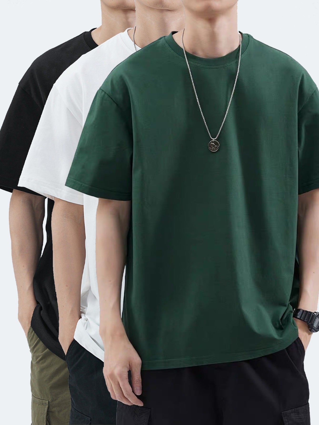 T-shirt basique style décontracté pour homme - polyvalent, tendance, usage quotidien