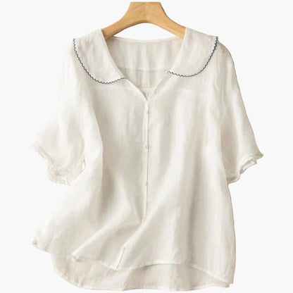 Elegante damesblouse met gekartelde kraag in vintage stijl voor dagelijks gebruik