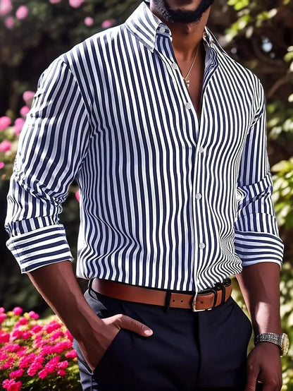 Chemise homme élégante à rayures verticales coupe décontractée style urbain