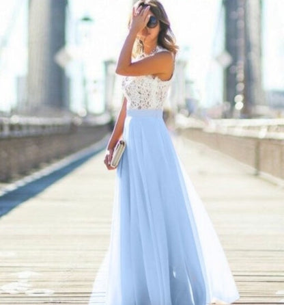 Natalie – Robe en Chiffon surlongue avec broderie