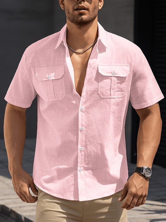 Men's casual short-sleeve shirt with pockets – ideal for summer and leisure