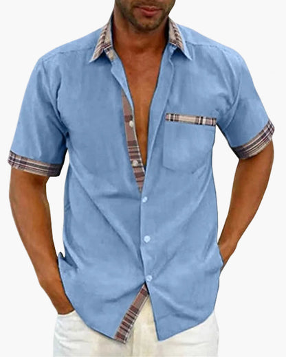 Chemise à manches courtes pour homme style décontracté chic avec détails contrastants - idéale pour toutes occasions