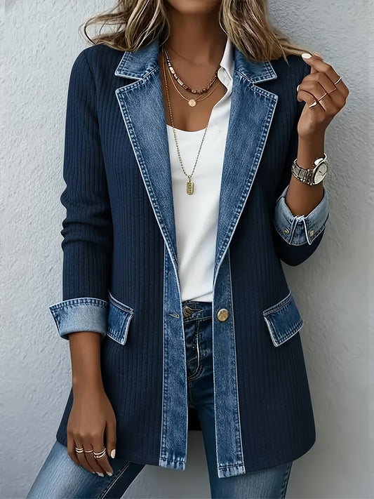 Veste blazer élégante pour femme style urbain chic à revers contrastés